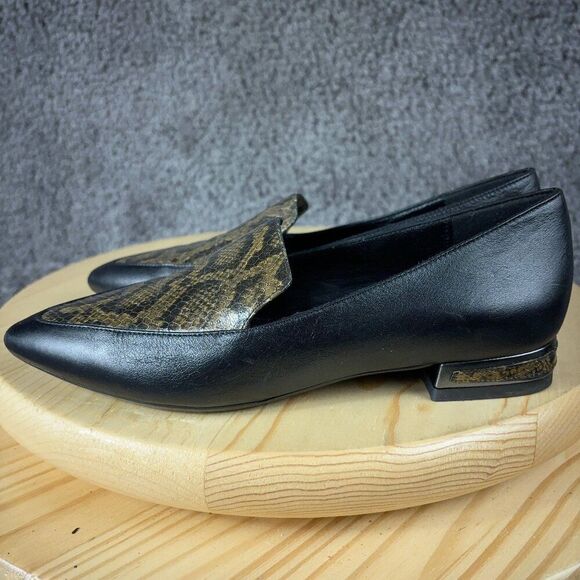 Aquatalia Perci Loafer Womens 6 Leather Snakeskin Embossed Shoes Made in Italy - Picture 1 of 9